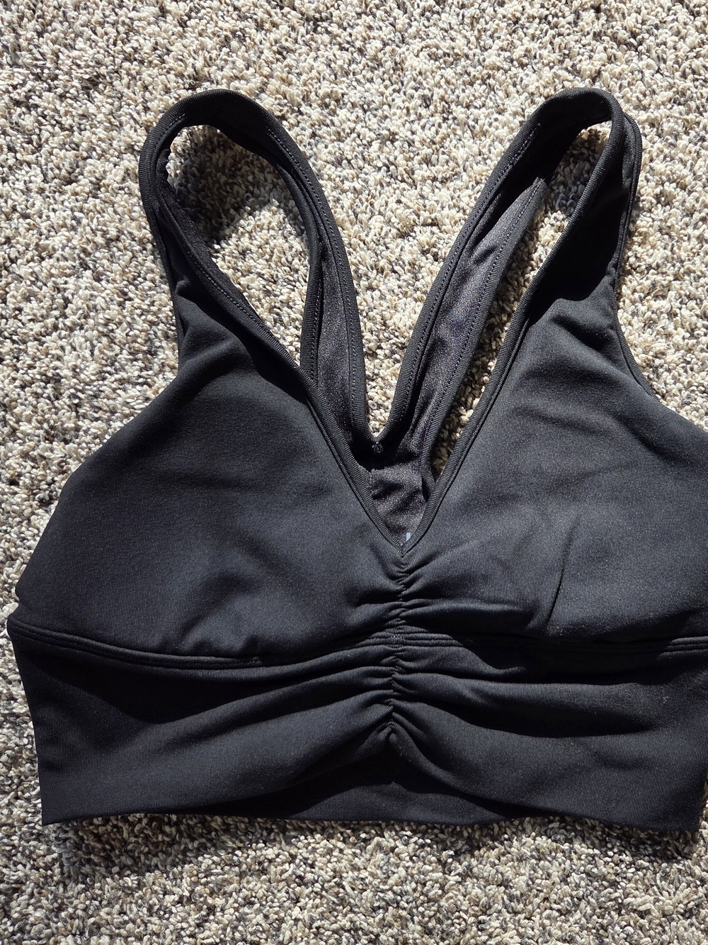 ALO Yoga Black V-Neck Ruched Sports Bra
